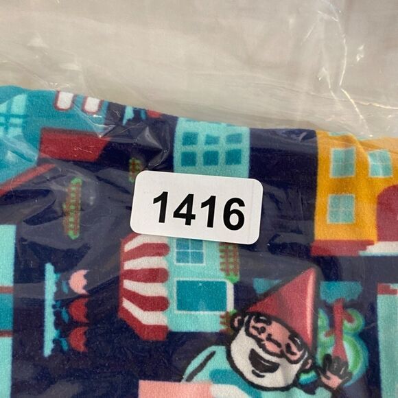 1416 LuLaRoe Leggings Size OS Blue and Yellow House Architecture Print N… - Picture 4 of 4